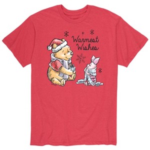Men's - Winnie the Pooh - Pooh & Piglet Warmest Wishes Christmas Short Sleeve Graphic T-Shirt - 1 of 4