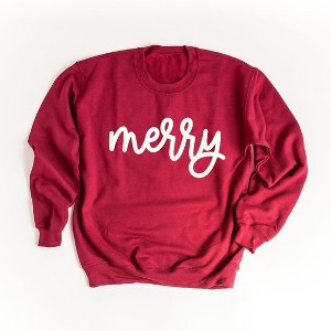 Simply Sage Market Women's Graphic Sweatshirt Merry Bold Cursive Puff Print - 1 of 4