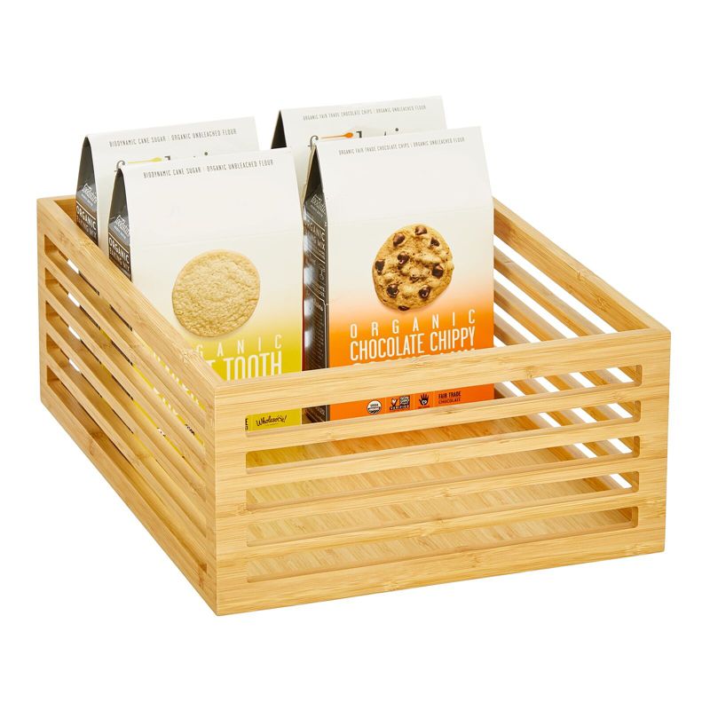 mDesign Bamboo Wood Slotted Kitchen Pantry Organizer Bin - 3 Pack - Natural, 4 of 7