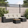 vidaXL Patio Sofa Set with Cushions Outdoor Furniture 6 Piece Poly Rattan - Black and Cream - 2 of 4