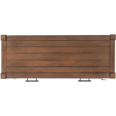 Filbert Brown Wood and Metal Console Table with Storage