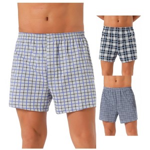 INSPIRE CHIC Men's 3 Pack Classic Elastic Waistband Plaid Printing Boxer Shorts - 1 of 4