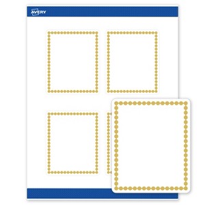 Avery Printable Rectangle Labels, Gold Beads, 4" x 3-1/3", Matte White Rectangle Labels, Permanent, Laser/Inkjet, 40ct, Great for Product Labels - 1 of 4