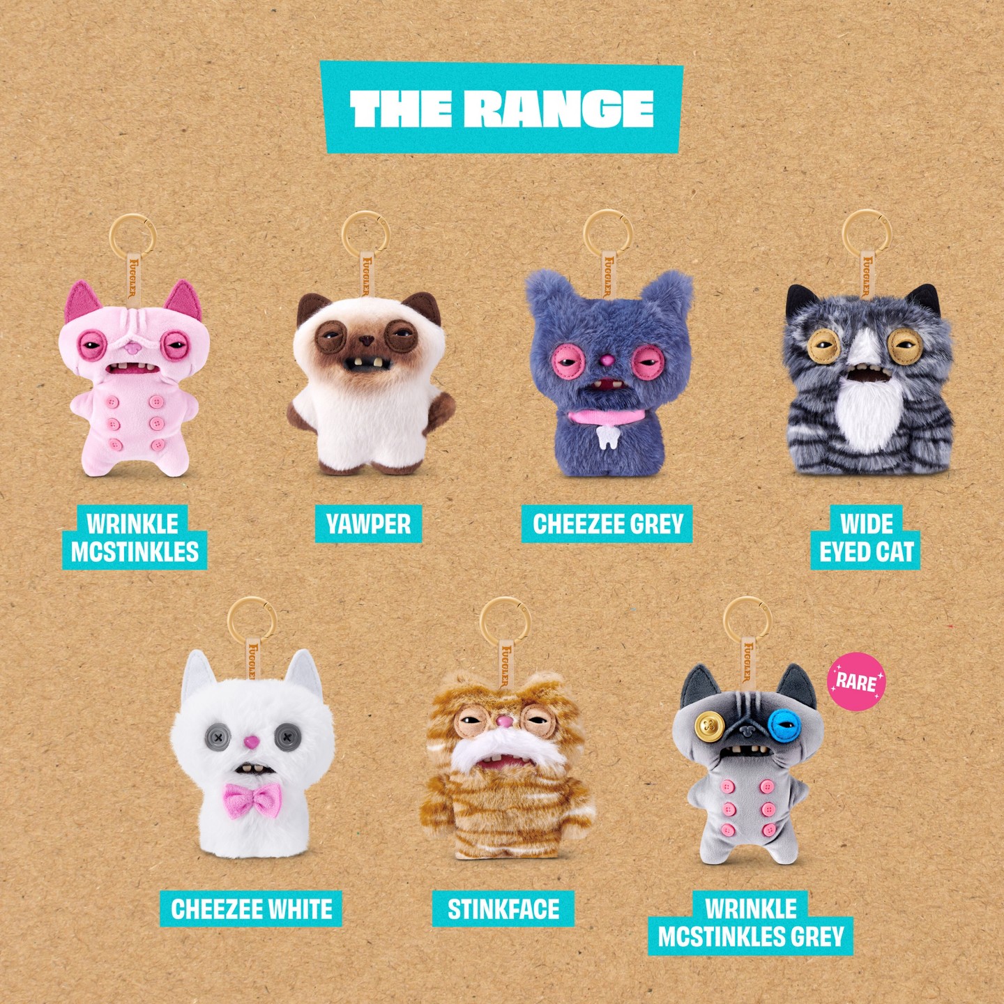 Детские мягкие игрушки Fuggler Alley Cats Keyring Charms 5" — фото 6