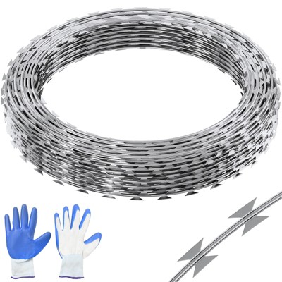 VEVOR Razor Wires, 246 ft Razor Barbed Wire, 5 Rolls Razor Wire Fencing Razor Fence, Razor Ribbon Barbed Wire Galvanized Razor Wire Fence