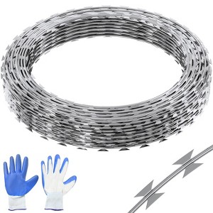 VEVOR Razor Wires, 246 ft Razor Barbed Wire, 5 Rolls Razor Wire Fencing Razor Fence, Razor Ribbon Barbed Wire Galvanized Razor Wire Fence - 1 of 4