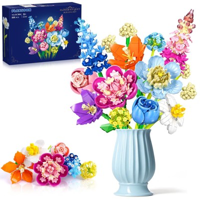 Plaxsoon 13pcs Flower Bouquet Set, 888pcs Botanical Collection Building Block for Kids and Adults Aged 8+