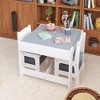 GlasFlength Accent Table Sets, Toddler Activity Play Dining Study Desk with Chairs, for Reading, Drawing, Playing, Gray, 24.21"*24.21"*18.9" - 3 of 4