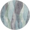 Teal Blue And Fern Green Abstract Washable Indoor Outdoor Area Rug - 4 of 4