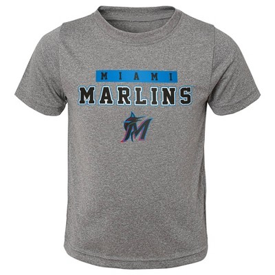 MLB Miami Marlins Boys' Gray Poly T-Shirt