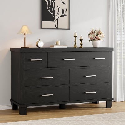 7-Drawer Wood Dresser - Storage Chest with Metal Handles for Bedroom, Nursery or Entryway