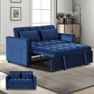 Bestier Multi-functional Sofa Bed with Cup Holder and USB Port, Blue - 1 of 4