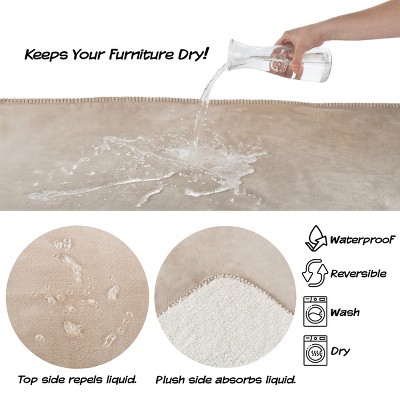 Large Tan Waterproof Flannel and Sherpa Pet Blanket