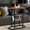 Costway 2-tier Side Table Oval Narrow End Table Nightstand Bedside Table Brown - 2 of 4
