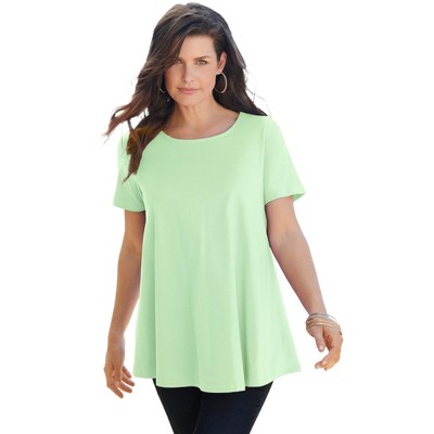 Roaman's Women's Plus Size Ultimate Swing Tee With Keyhole Back