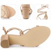 Perphy Women's Faux Suede Open Toe Lace Up Strappy Chunky Heel Sandals - 4 of 4