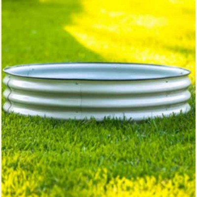 Pearl White Round Metal Raised Garden Bed for Outdoor Spaces