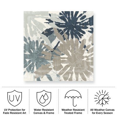 14x14 Blue and Beige Abstract Outdoor Canvas Wall Art