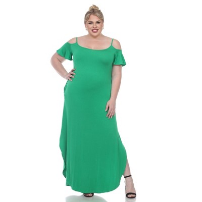 Women's Plus Size Cold Shoulder Lexi Maxi Dress with Pockets - White Mark