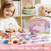 35Pcs Unicorn Tea Party Set for Little Girls, Pretend Tin Teapot Set, Princess Tea Time Play Kitchen Toy for Birthday Gifts Kids Toddlers Age 3 4 5 6 - 3 of 4