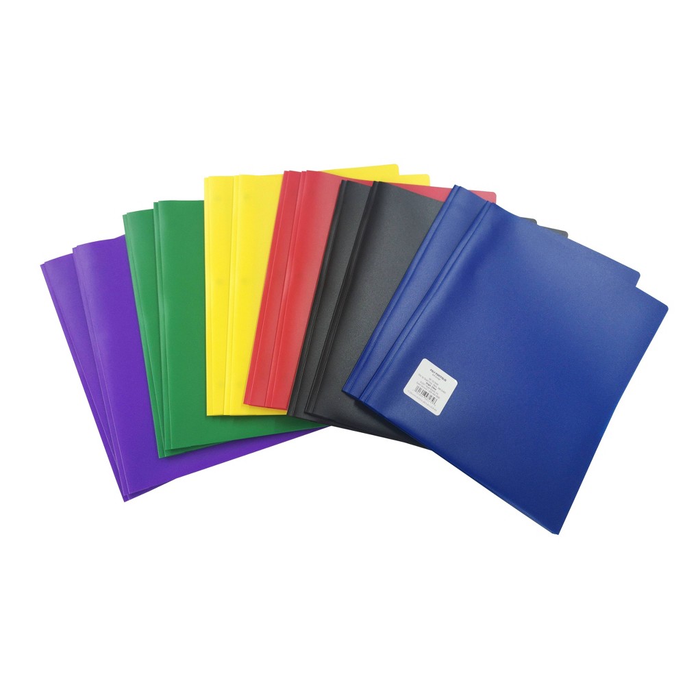 12pk Plastic Filing Portfolio with Prongs Multicolored - up&up™: Resume Holder, Internal Pockets, 50 Sheet Capacity