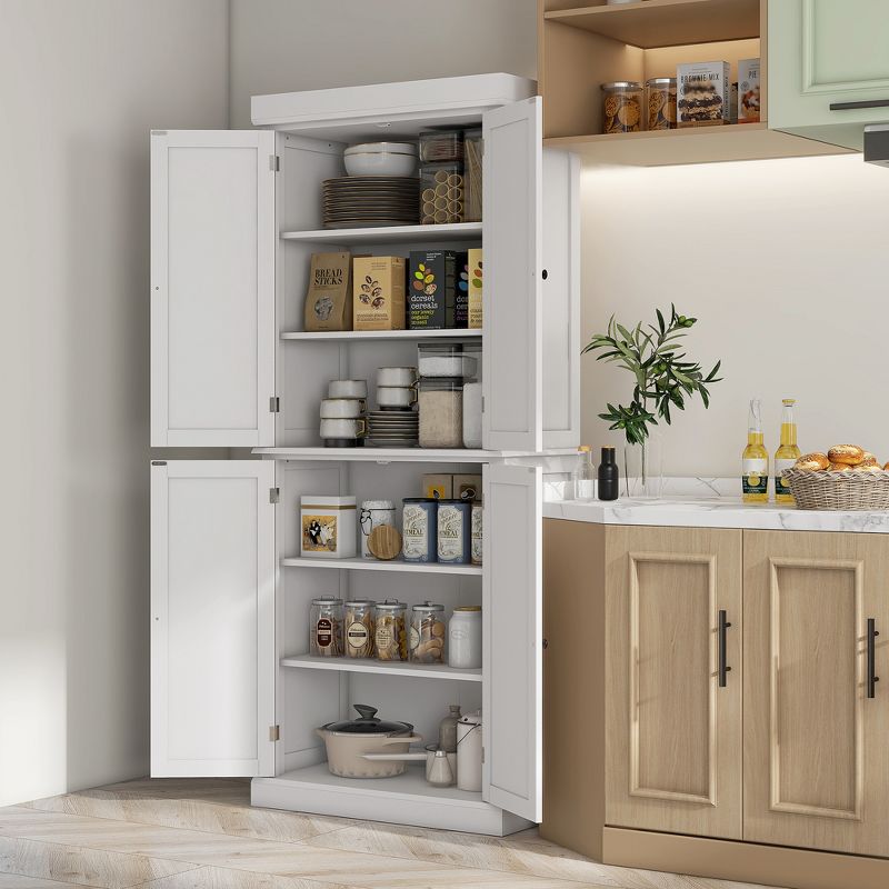 HOMCOM Freestanding Modern 4 Door Kitchen Pantry, Storage Cabinet Organizer with 6-Tier Shelves, and 4 Adjustable Shelves, 3 of 7