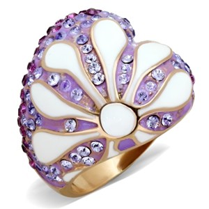 Slickblue Women's Multi-Color Synthetic Crystal Flower Ring – Rose Gold Band, White Enamel, Sizes 5–10 - 1 of 4