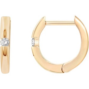 14K Gold Plated Sterling Silver Post Cubic Zirconia Huggie Earrings | Small Round Huggie Stud Fashion Hoop Earrings for Women in Gold Plating - 1 of 4