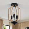 PAKOKULA 3-Light Black Semi-Flush Mount Ceiling Light with Woven Accents, Adjustable Dimmable Fixture, UL Certified, Rustic Industrial Lighting - 2 of 4