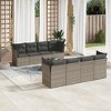 vidaXL 9 Piece Patio Sofa Set with Cushions Gray Poly Rattan - Table + 4x corner + 4x middle - 2 of 4