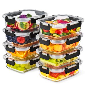 Sorbus 16 Piece Rectangular (1040ml/ 35oz/ 4.4cups) Glass Meal Prep Containers with Airtight Lids - Preserves Freshness, Oven Safe, durable, BPA-free - 1 of 4