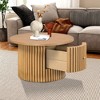 Hrinhom 30.5“ Round Coffee Table,Natural Wood Side Table With Storage Drawer - 3 of 4