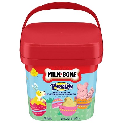 Milk-Bone Peeps Easter Pail Marshmallow Flavor Crunchy Dog Treats - 22oz