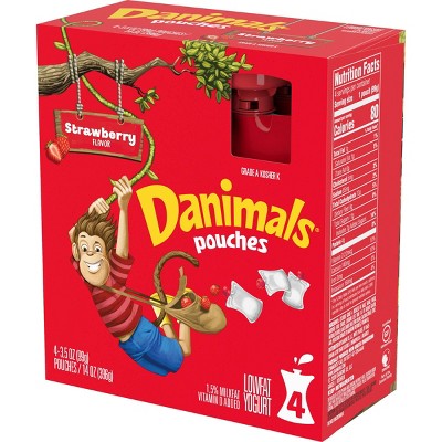 Danimals Strawberry Kids&#39; Squeezable Yogurt - 4ct/3.5oz Pouches_2