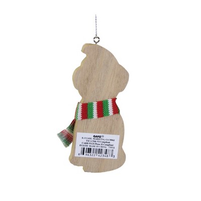 Festive Kitten with Knitted Scarf and Santa Hat Wood Ornament