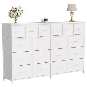 Bedroom Dresser with 18 Drawers, Charging Ports, TV Stand, Steel Frame, Wood Top, Multi-Use Storage - 1 of 4