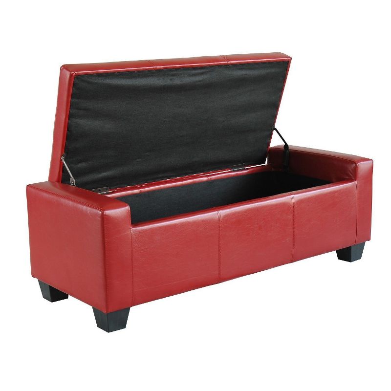 HOMCOM 51" Faux Leather Rectangular Tufted Storage Ottoman - Bright Red, 4 of 9