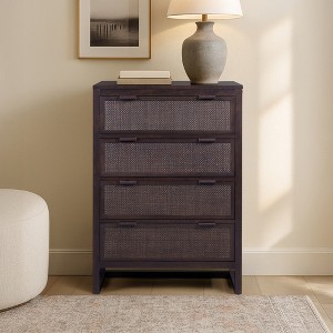 Hatteras Modern Boho 4-Drawer Dresser with Solid Wood & Natural Rattan Accents-Teamson Home - 1 of 4
