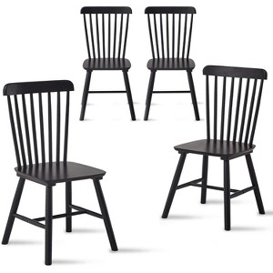 TOBILI 4 pieces of dining chair,rubber wood material,dining chair,solid wood chair,solid wood dining table chair,black - 1 of 4