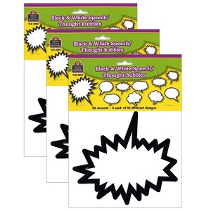 Teacher Created Resources Superhero Black & White Speech/Thought Bubbles Accents 30 Per Pack 3 Packs - 1 of 2