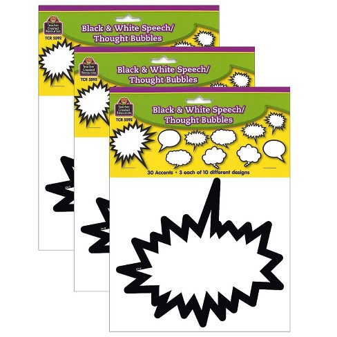 Teacher Created Resources Superhero Black & White Speech/Thought Bubbles Accents 30 Per Pack 3 Packs - image 1 of 2