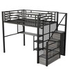 YOOCOZZ Full Size Metal Loft Bed with Built-In Desk, Shelves, Storage Staircase, Grid Boards and Wardrobe - 3 of 4