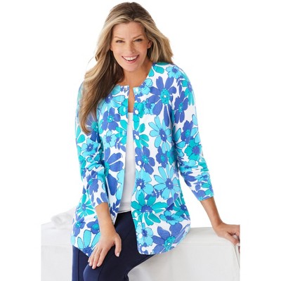 Woman Within Plus Size Perfect Long-Sleeve Cardigan