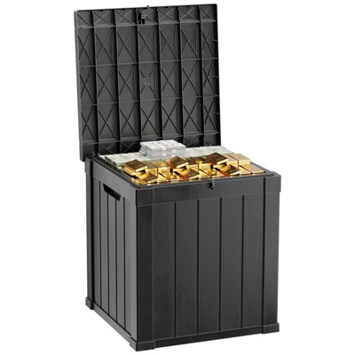 VisioGear Deck Boxes, 45 Gal Outdoor Storage Deck Box, Small Patio Storage Bin for Garden Tools, Brown, 30.75"*17.13"*21.85"