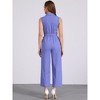 Allegra K Women's Button Down Collared Wide Leg Tie-Waist Sleeveless Cargo Jumpsuits - 4 of 4