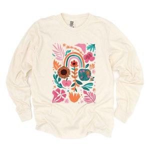 Simply Sage Market Boho Teacher Apple Floral Garment Dyed Long Sleeve - 1 of 4