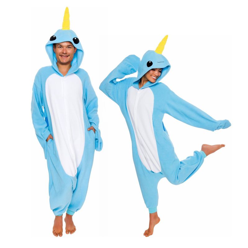 FUNZIEZ! - Narwhal Adult Unisex Novelty Union Suit Costume for Halloween, 1 of 8