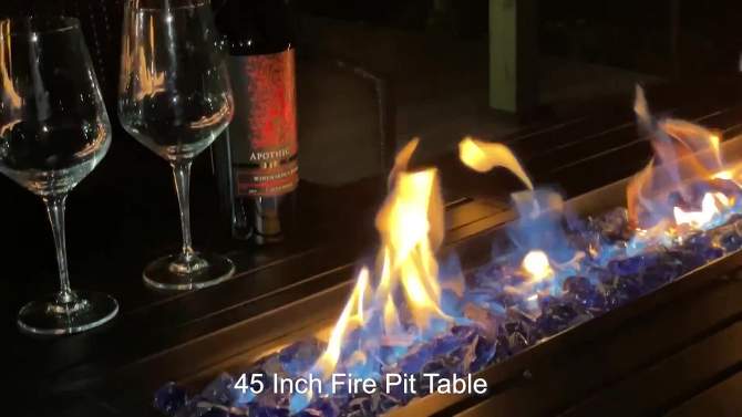 45&#34; Outdoor Rectangle Fire Pit Dining Table - Black - Captiva Designs, 2 of 12, play video