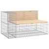 Garden Bench With Gabion Basket Natural wood and silver - 3 of 4