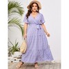 BLUEMING Summer Maxi Dress for Plus Size Women Tie Wasit Surplice Dress Flutter Sleeve A-Line Dress - 3 of 4